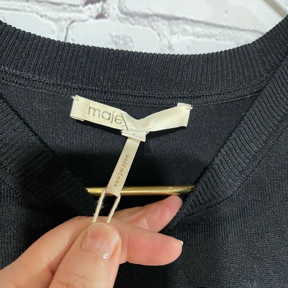 Maje Black Zig Zag Trim Sweater S/M - Picture 8 of 16